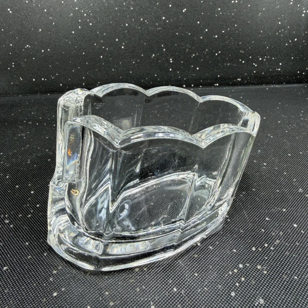 Clamborn Clear Pressed Glass Napkin Holders Spoon Holder Heavy Weighted Base
